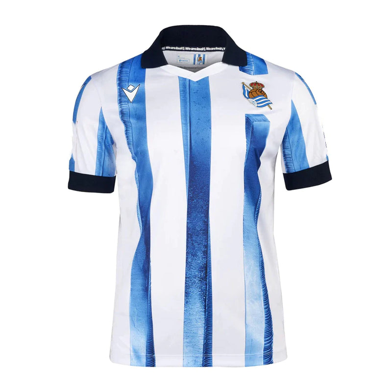 Camisa Real Sociedad Home 23/24 s/n° Torcedor Masculina - Azul e Branco